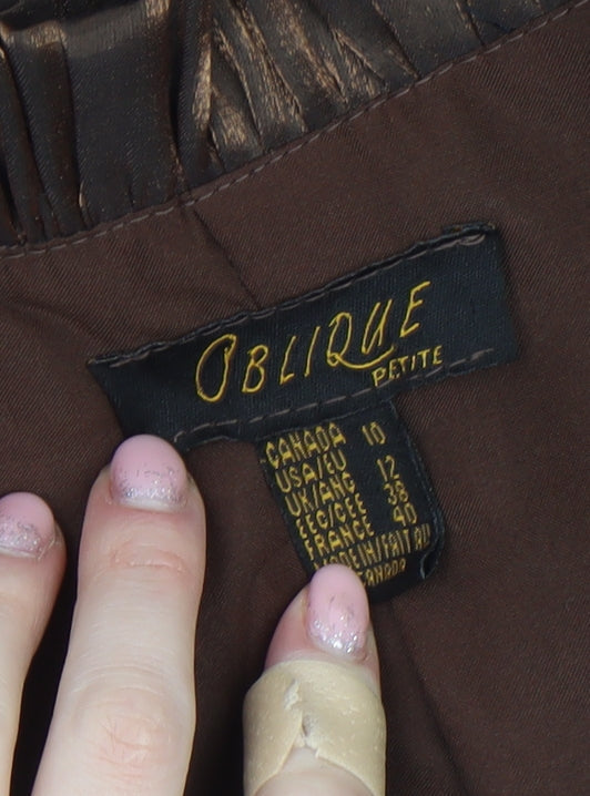 Oblique Petite Women’s Brown Shawl Collar Taffeta Suit Jacket Size 12