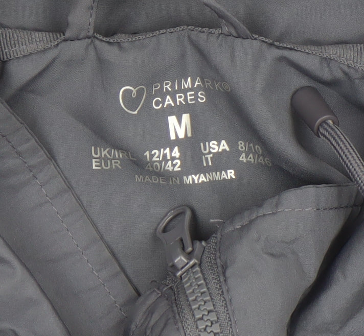 Primark Women Grey Hooded Anorak Jacket Size 12 Regular Fit