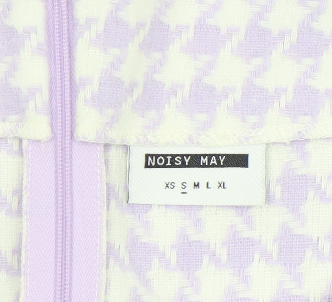Noisy May Women's Purple Check Tweed Short Pencil Skirt Size S