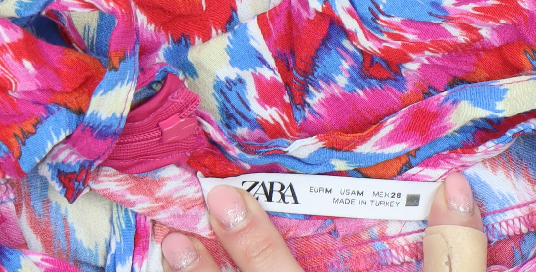 Zara Women Multicoloured Size 10 Bohemian Sleeveless Ruffle Slip Dress