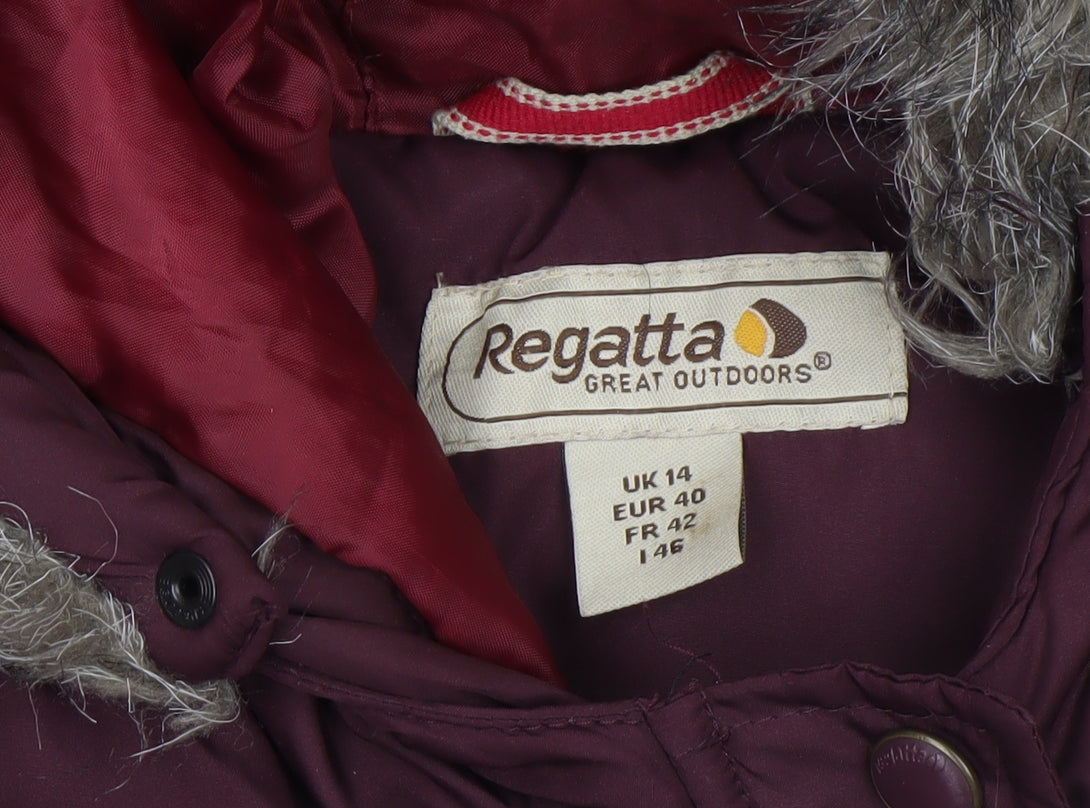 Regatta Women's Red Long Hooded Puffer Coat Size 14