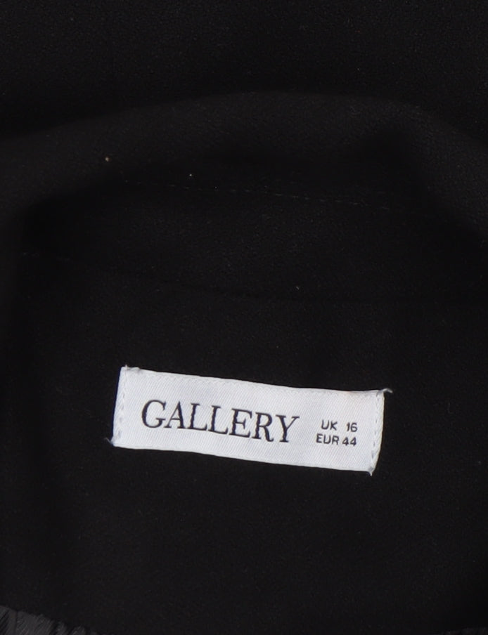 Gallery Women’s Black Double-Breasted Blazer UK 16 Peak Lapel Jacket