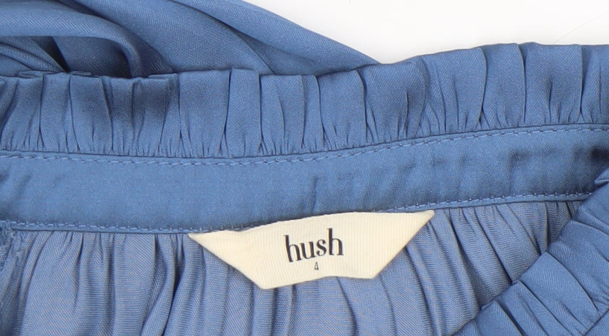 Hush Women Blue Long Sleeve Tunic Blouse Size 4 Relaxed Fit