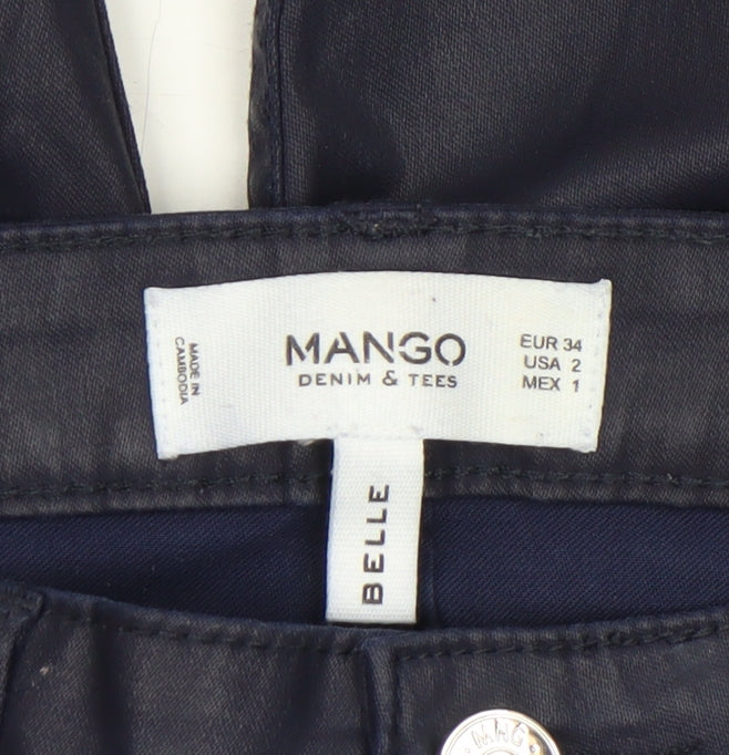 Mango Women Black Cotton Stretch Jegging Trousers Size 6