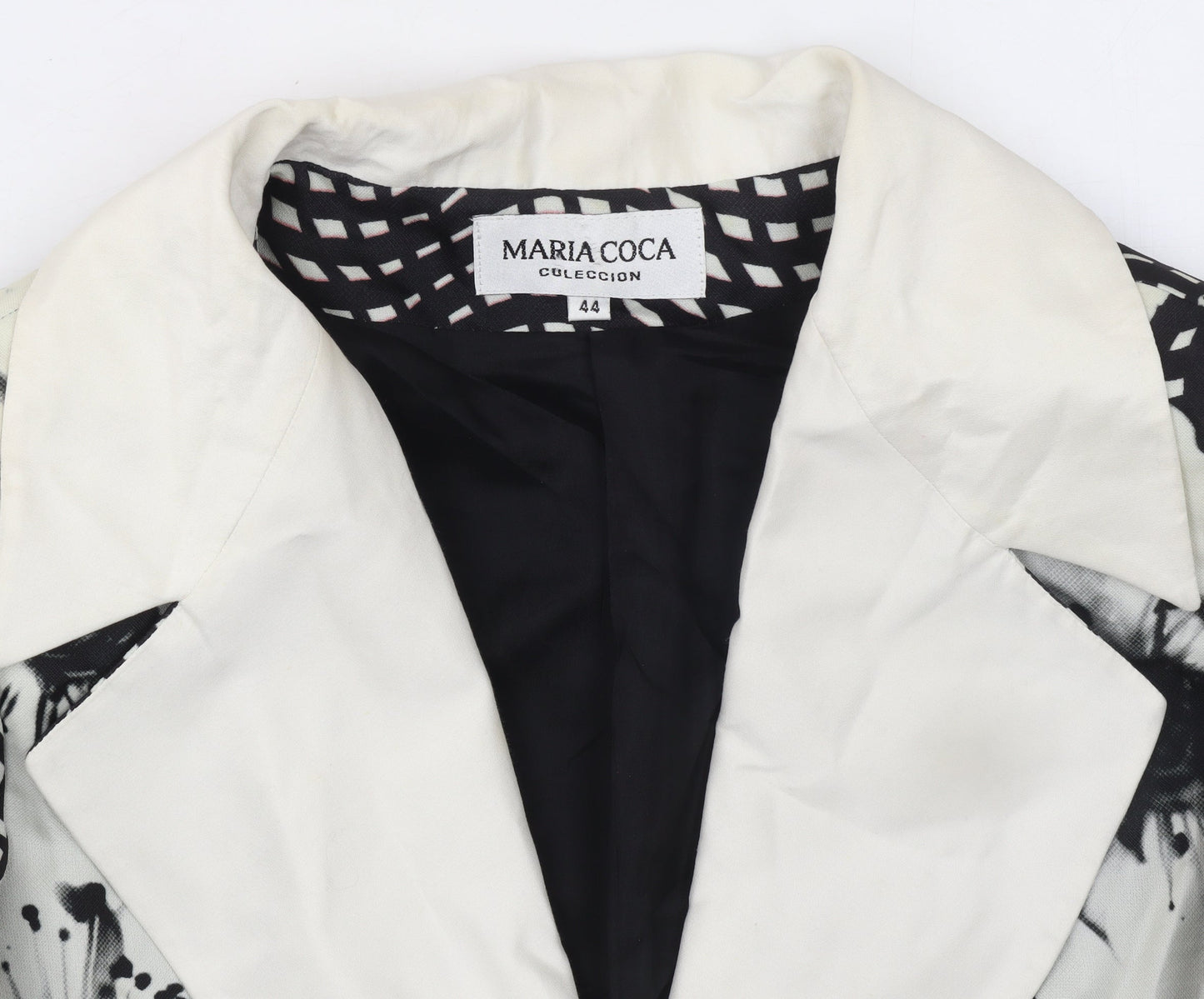 Maria Coca Women's Black Floral Silk Blazer Size 16 Elegant Formal Jacket