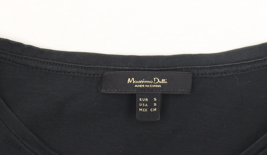Massimo Dutti Womens Black Long Sleeve Basic Jersey T-Shirt Size S