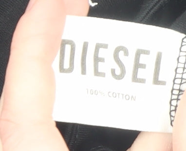 Diesel Womens Black Slim Fit Basic Cotton T-Shirt Medium