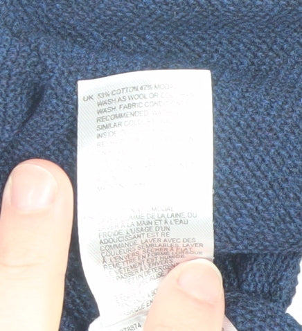 White Stuff Women’s Blue V-Neck Twist Front Knit Jumper Size 8