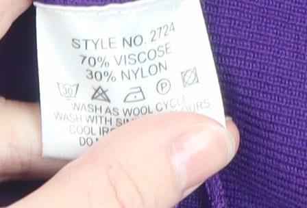 Autonomy Women Purple Rhinestone Open Knit Cardigan L Viscose Blend