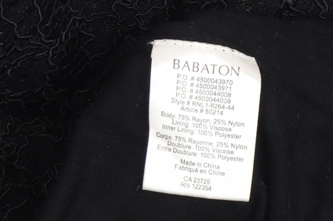 Babaton Women's Black Lace Short Sleeve Sheath Party Dress Size 6