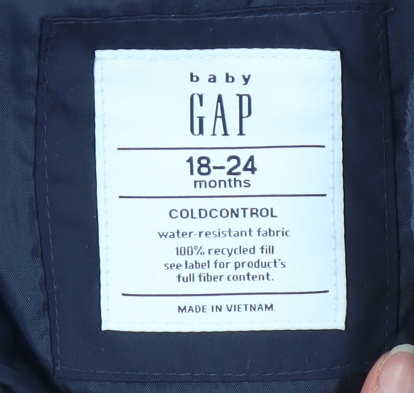 Baby GAP Unisex Blue Puffer Waistcoat 18-24 Months Water Resistant