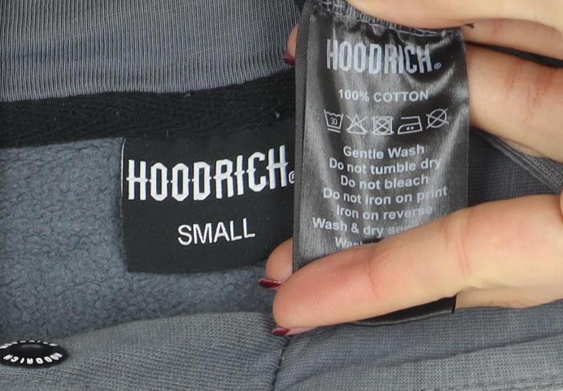 Hoodrich Men's Grey Pullover Hoodie Small Graphic Streetwear
