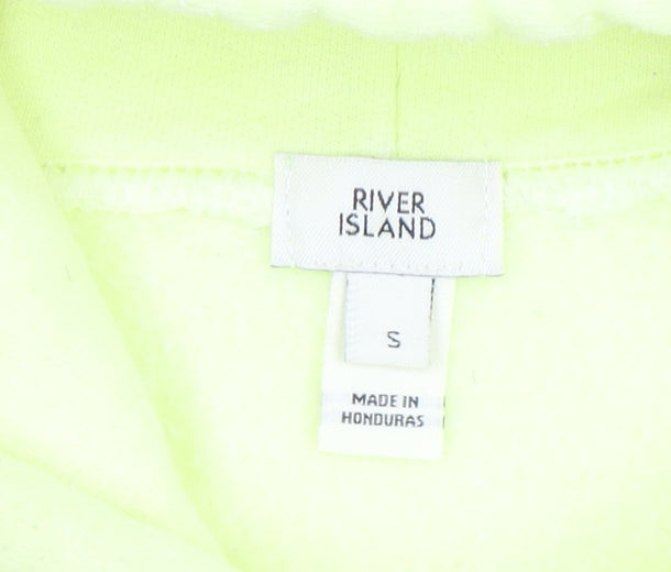 River Island Mens Yellow Pullover Hoodie S Graphic Print Fleece