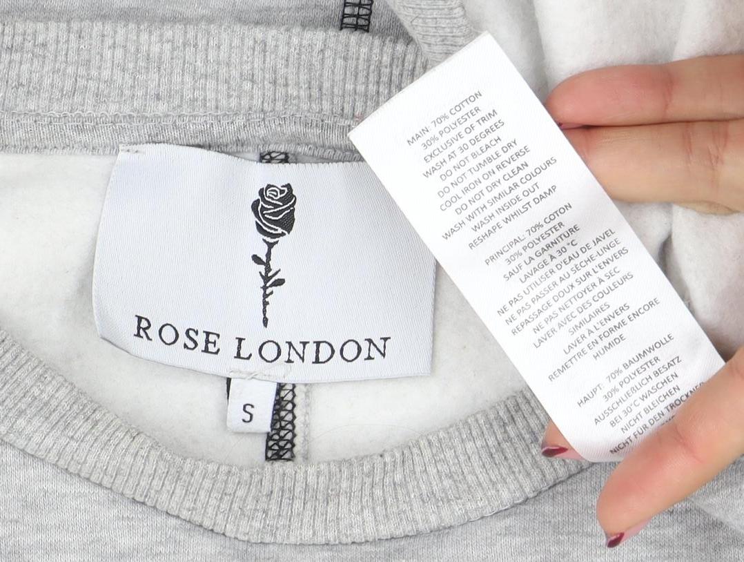 Rose London Men's Grey Crew Neck Logo Sweatshirt Size S