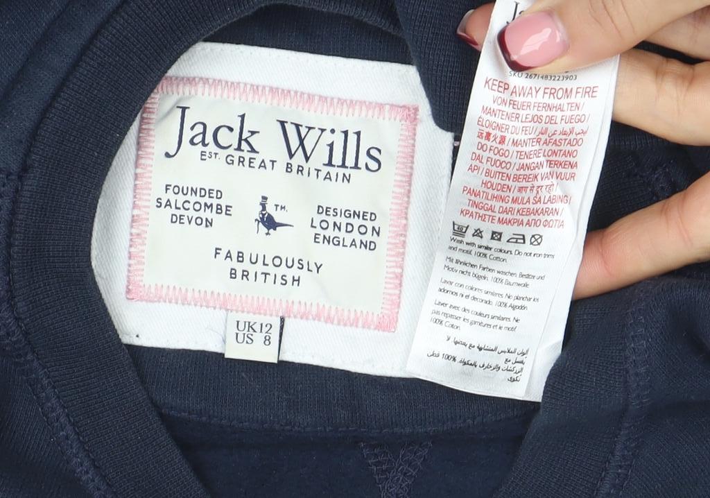 Jack Wills Womens Navy Blue Crew Neck Pullover Sweatshirt UK12