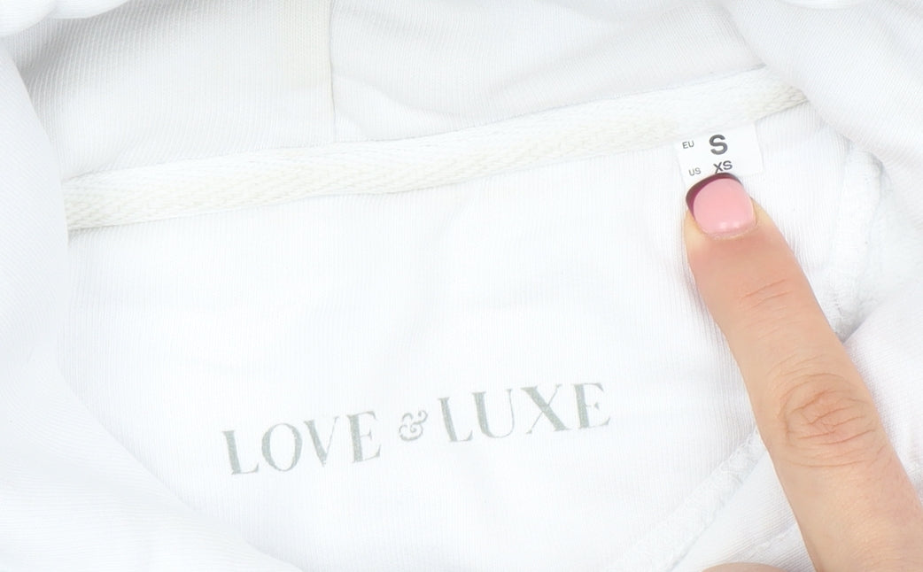 Love & Luxe Women's White Graphic Pullover Hoodie Size XS
