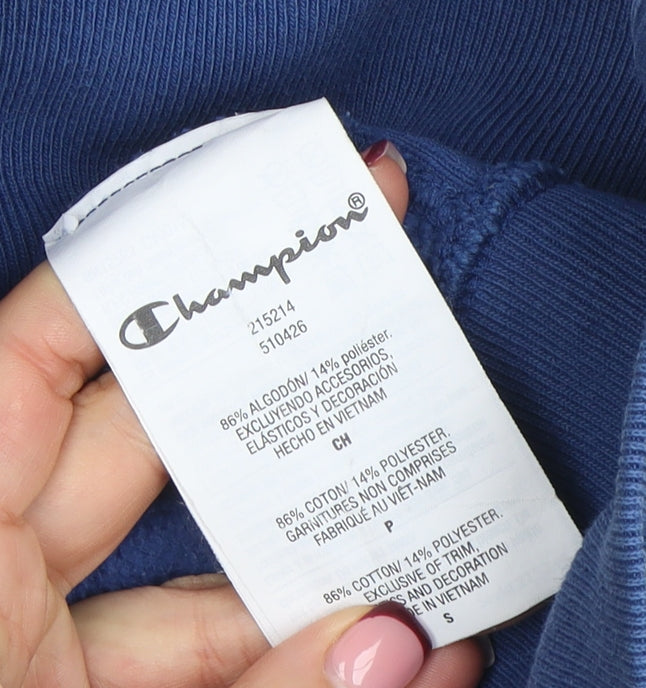 Champion Men Blue Small Pullover Hoodie Reverse Weave