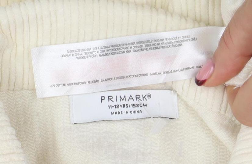 Primark Girls Ivory Corduroy Shirt Jacket 11-12 Years Button Front