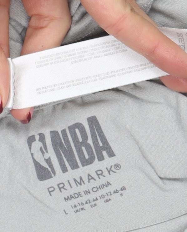 Primark NBA Lakers Grey Cropped T-Shirt Women L Relaxed Fit