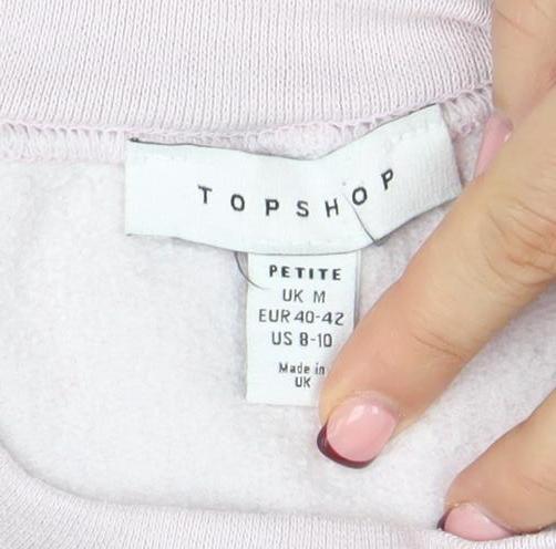 Topshop Women's Petite Pink Sweatshirt Zebra Embroidered UK M