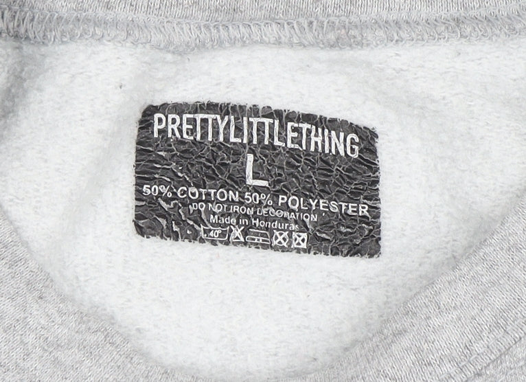 PRETTYLITTLETHING Women Grey Large Pullover Sweatshirt California Print
