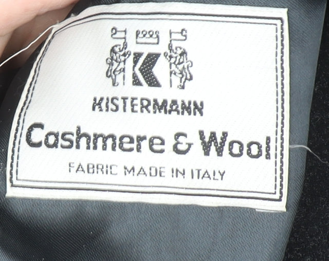 Kistermann Men's Black Wool Cashmere Blend Mid-Length Overcoat M