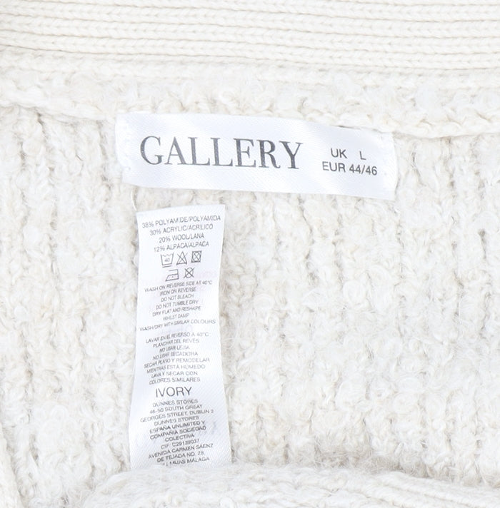 Gallery Women’s Ivory Chunky-Knit Wool Blend Cardigan L