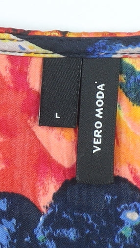 Vero Moda Women's Multicoloured Floral Wrap Midi Dress Size L