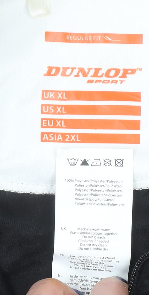 Dunlop Sport Men's Black White XL 1/4 Zip Polyester Activewear Top