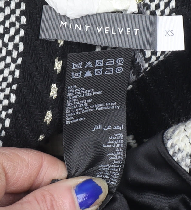 Mint Velvet Women's Black Check Wool Blend Shacket Jacket XS