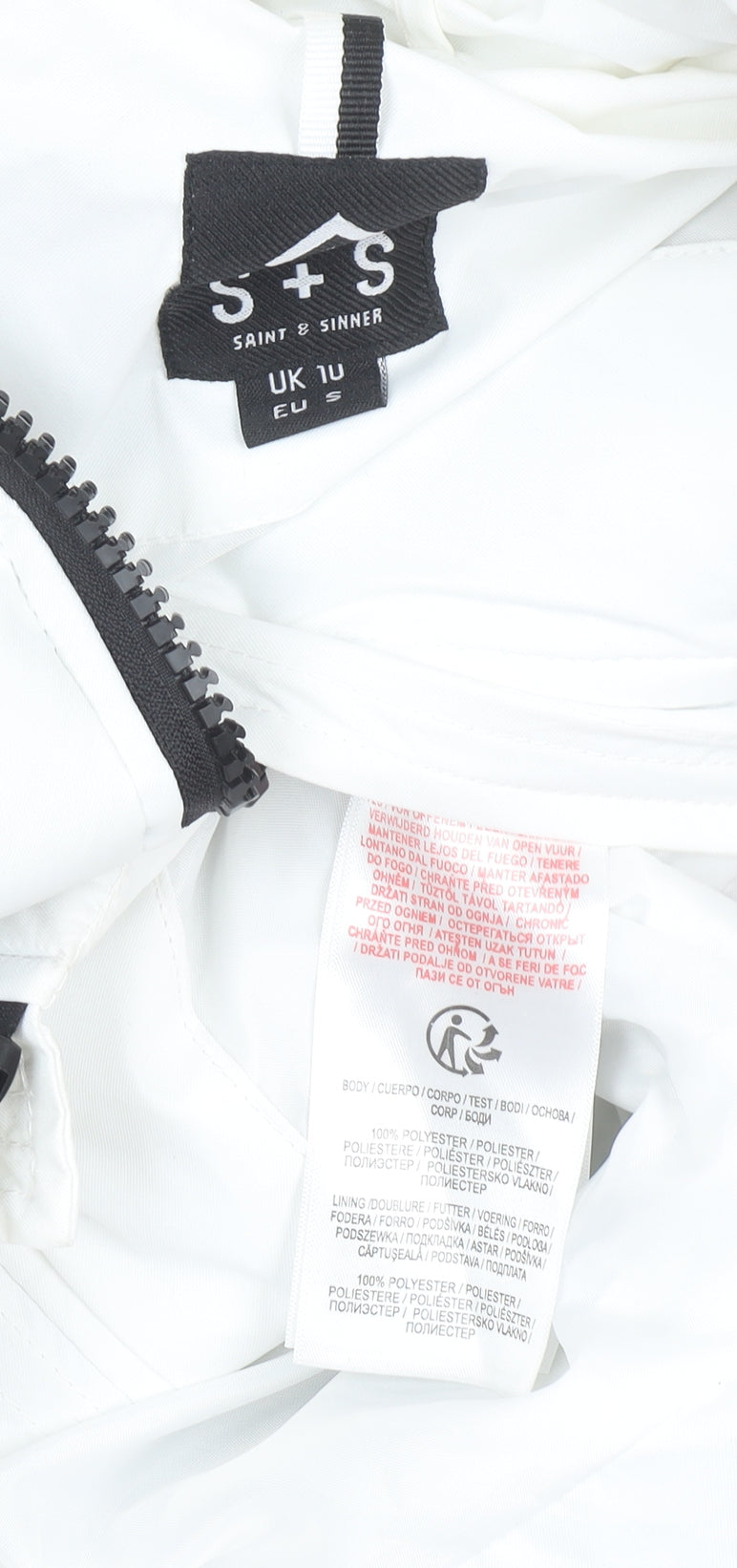 Saint & Sinner Women’s White Hooded Puffer Waistcoat Size 10