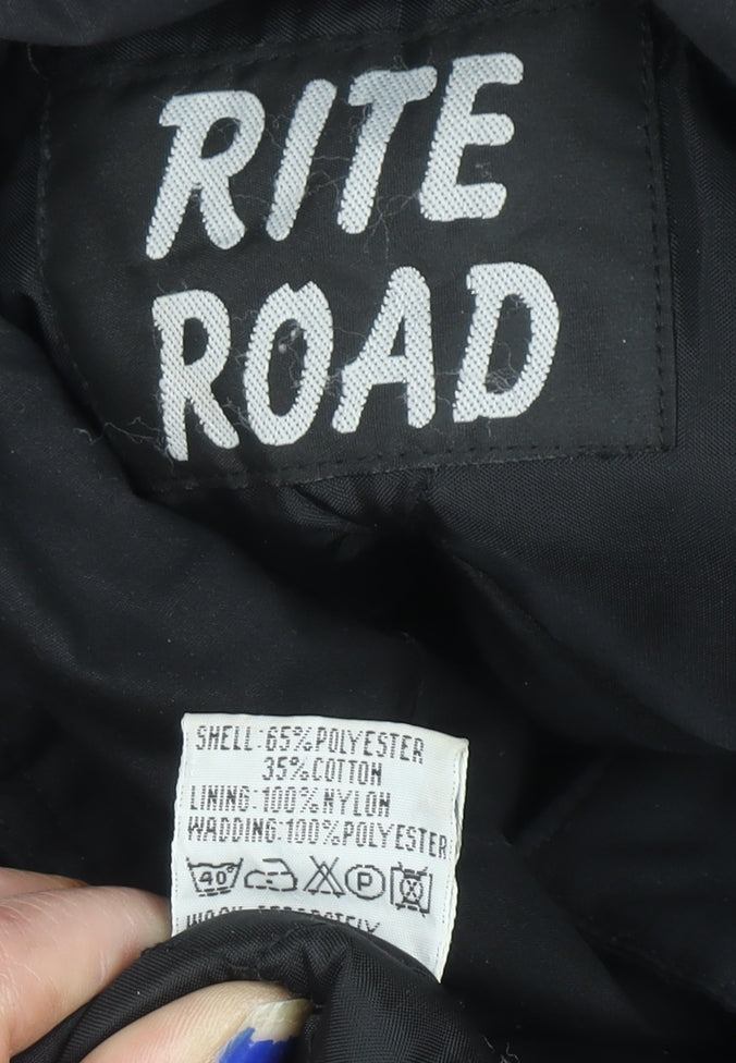 Rite Road Mens Black L Parka Jacket Polyester Cotton Lined Winter Coat