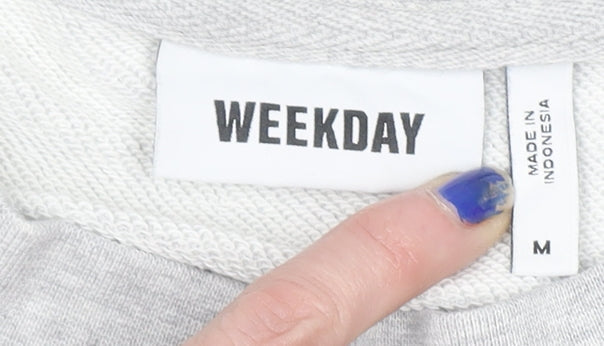 Weekday Women Grey Crew Neck Cotton Blend Pullover Jumper M