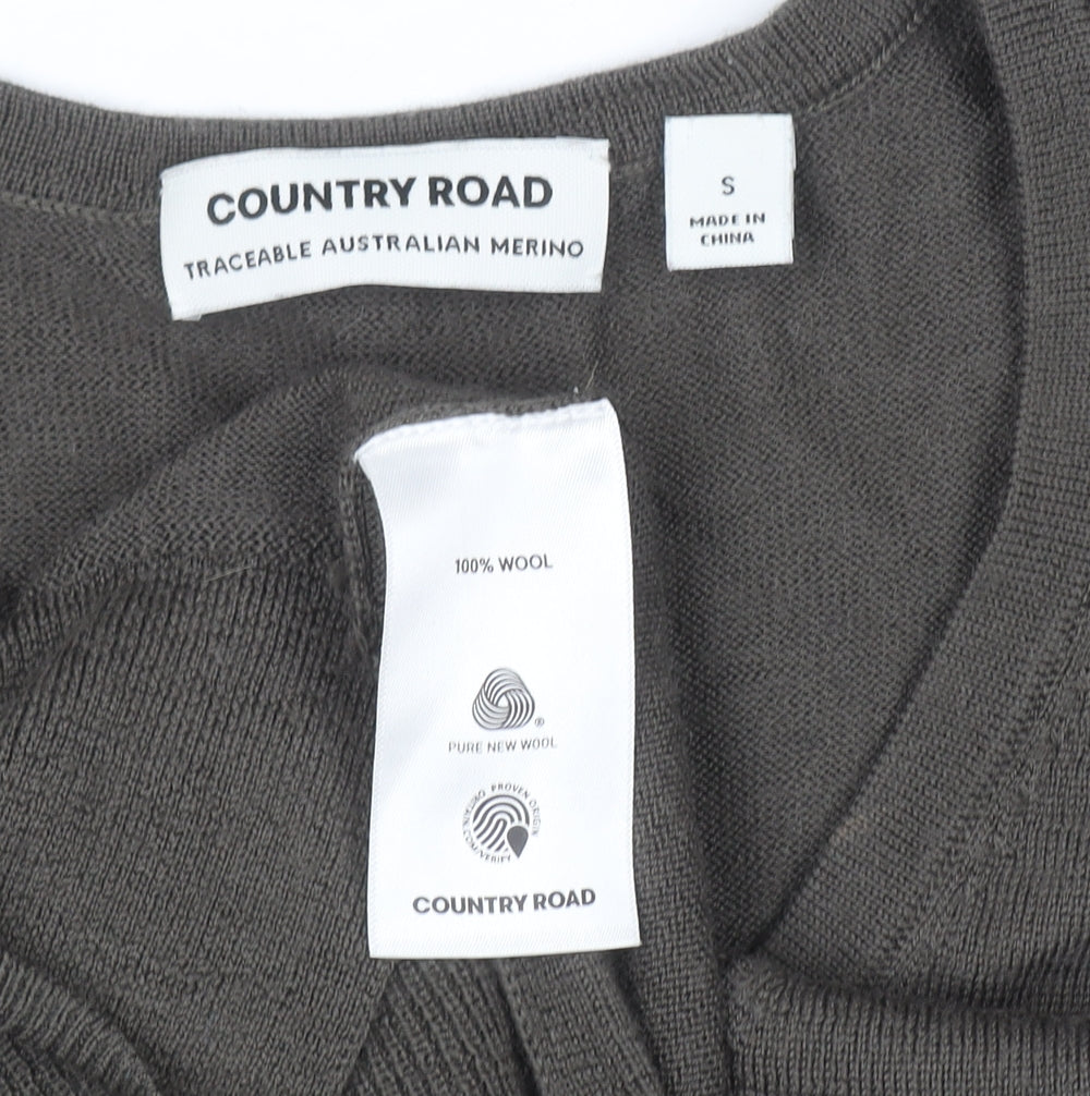 Country Road Womens Brown Wool V-Neck Pullover Jumper S