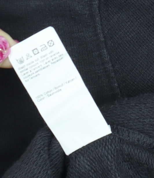 River Island Men's Black Cotton Pullover Sweatshirt M Regular Fit