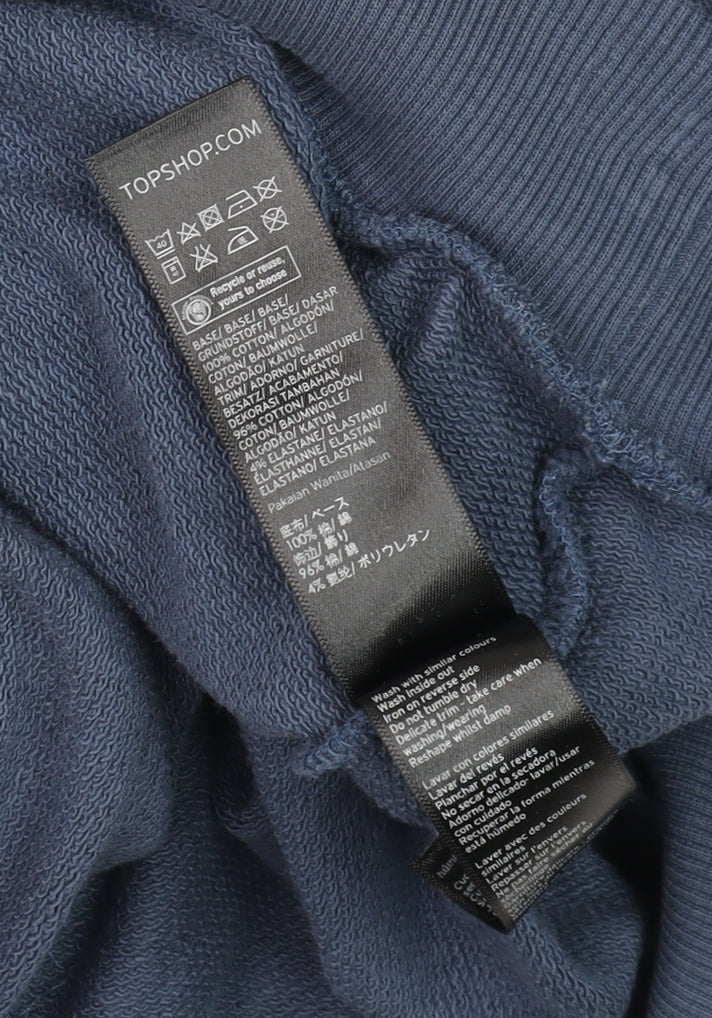 Topshop Women Navy Embellished Eastern Illinois Cotton Sweatshirt UK 10