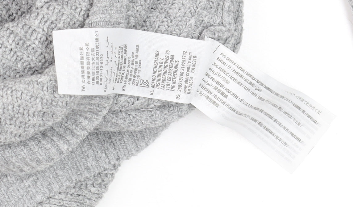 Hollister Men's Grey Chunky-Knit Cardigan M Long Sleeve Cotton Blend