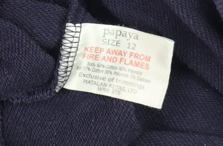 Papaya Women Navy Blue L.A.C. 75 Pullover Hoodie Size 12 Cotton Blend