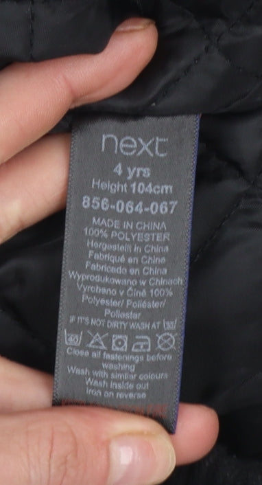Next Boys Grey Hooded Puffer Jacket 4 Years Polyester Lined Winter Coat