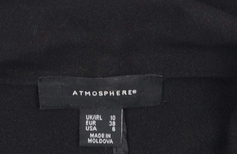 Atmosphere Women's Black Belted Sleeveless Mid-Length Waistcoat Size 10