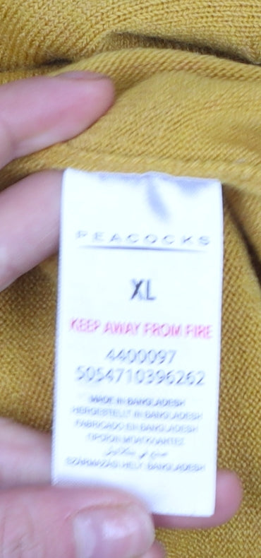 Peacocks Men’s Yellow V-Neck Acrylic Jumper XL