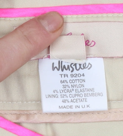 Whistles Women Beige Chino Trousers UK 10 Straight Leg Stretch