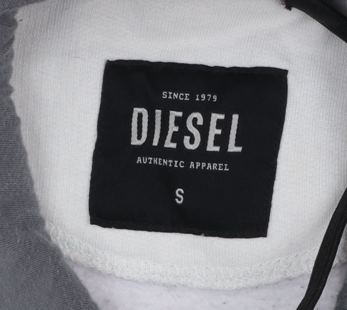 Diesel Men's White Colour Block Hoodie Size S Pullover Fleece