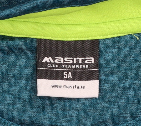 Masita Boys Blue 1/4 Zip Sports Sweatshirt 5 Years Colourful Logo Design