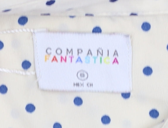Compañia Fantastica Women's Ivory Polka Dot Button-Up Shirt Size S