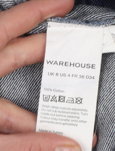 Warehouse Women Blue Denim Shirt Dress UK 8 Sleeveless Collared