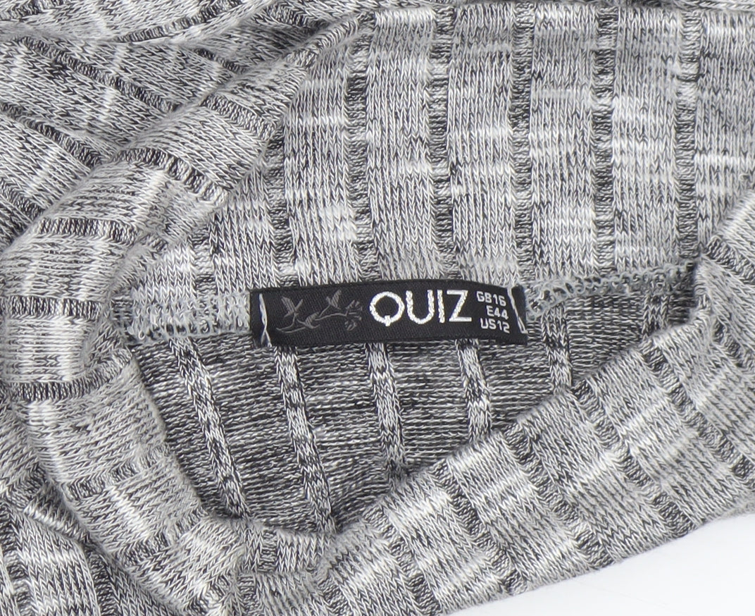 Quiz Women’s Grey Knit Roll Neck Belted Tunic Top Size 16