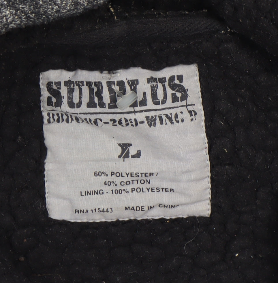 Surplus Men's Grey Hooded Full Zip Jacket XL Lined Casual Style