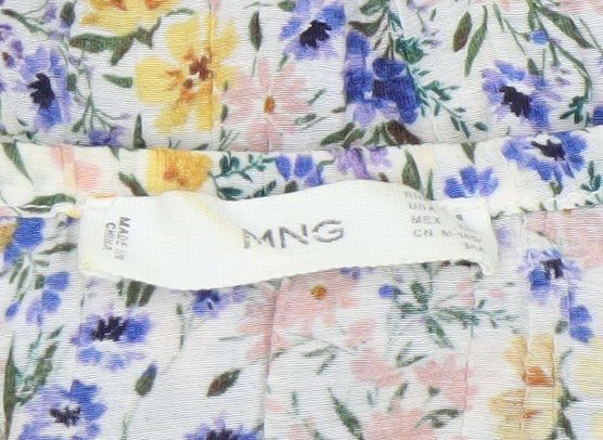 Mango Women's Multicoloured Floral Cropped Blouse Size M