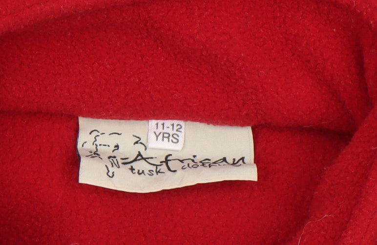 African Tusk Boys Red Fleece 1/4 Zip Pullover Sweatshirt 11-12 Years